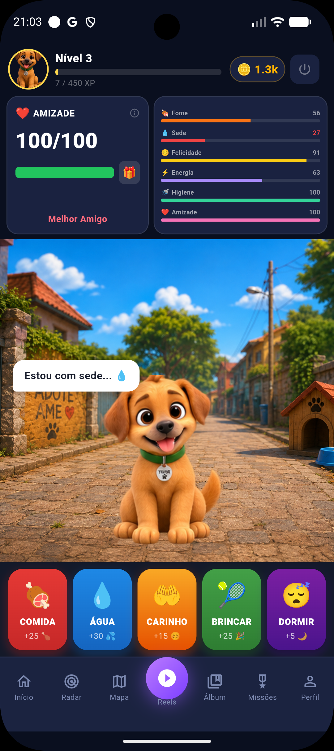 Jogo de cuidados do GetDog